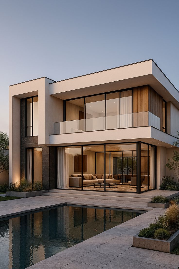 Villa contemporaine avec baies vitrées aluminium