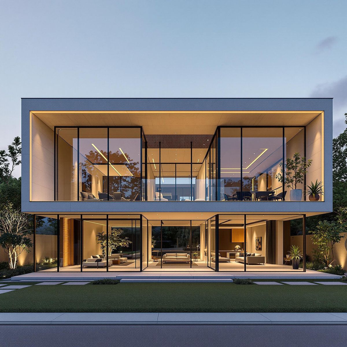 Villa contemporaine avec menuiserie aluminium premium